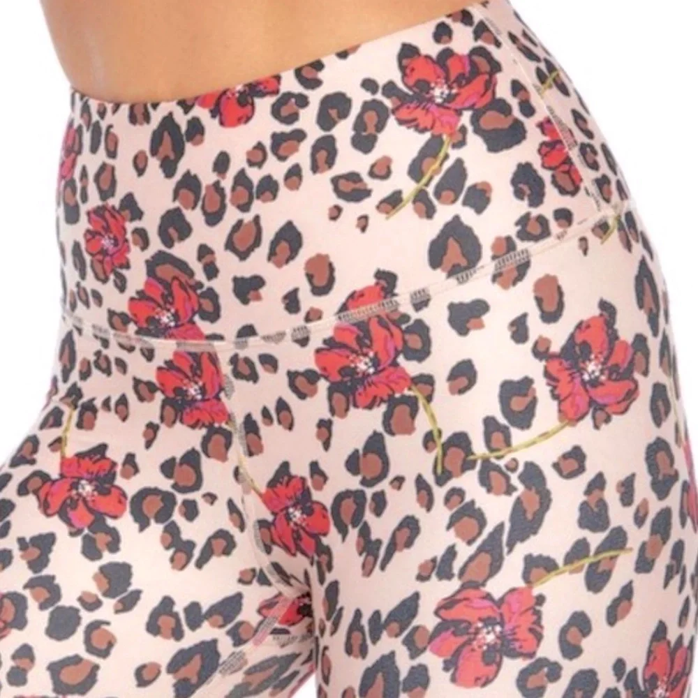 WILDFOX Sport Like New Contender Compression Ankle Leggings in Floral Leopard L